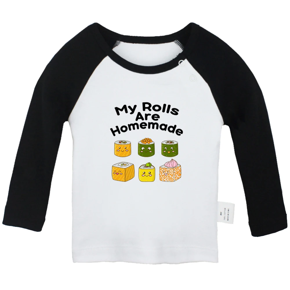 New My Rolls Are Homemade Fun Baby T-shirts Cute Boys Girls Tops Infant Long Sleeves Tshirts Newborn Clothes Kids Best Presents