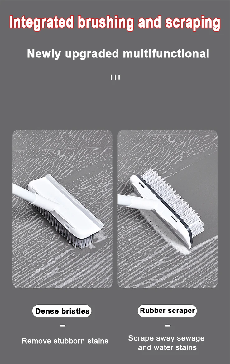 Bathroom Floor Brush Hard Brush Ground Brush Bathroom Floor Brush Scraping Two-in-One Long Handle Tile Cleaning Brush