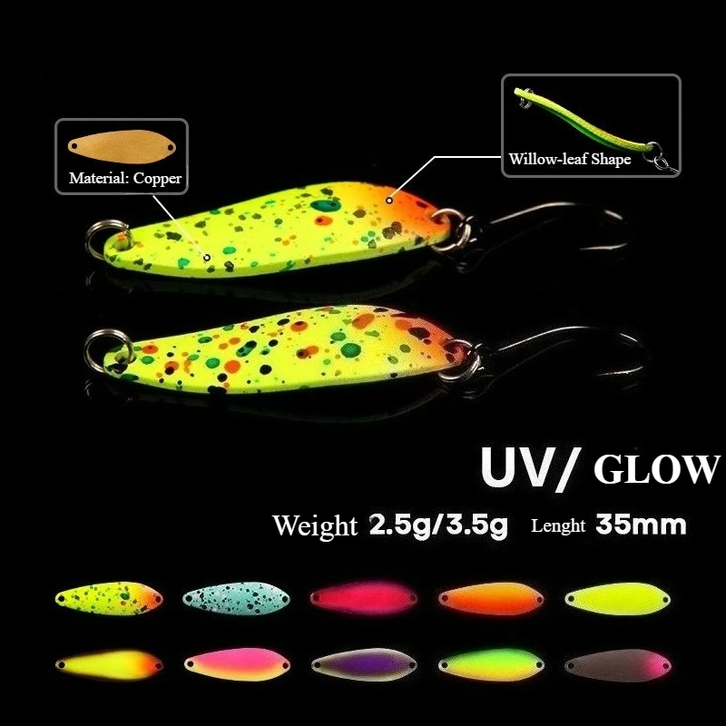 

JIG Willow Leaf-Shaped Sequins Glow-in-the-Dark UV Lure 2.5g/3.5g Trout and Perch Lure Fishing Lure