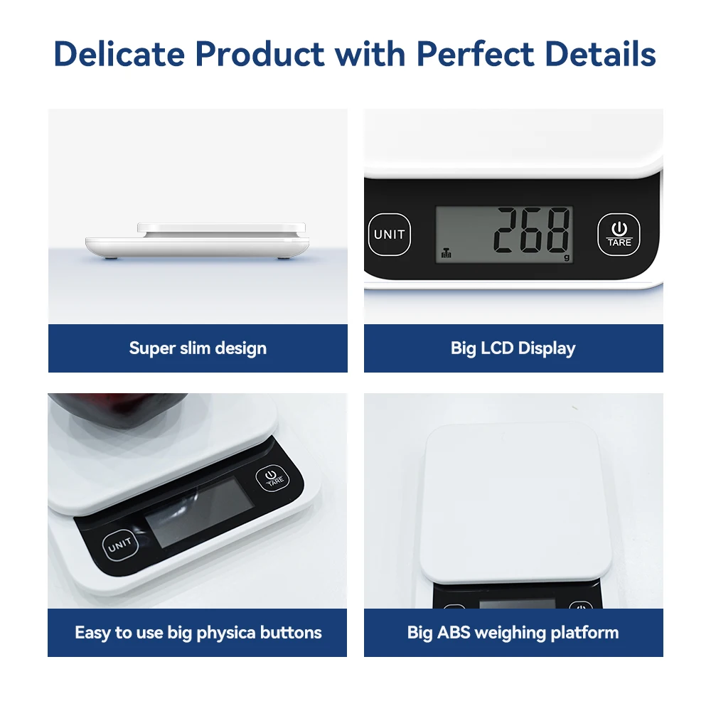 0-1kg/0.1g, 1-5kg/1g, balances de cuisine intelligentes Balance de calories alimentaires LCD Balance de cuisine numérique Balance de cuisson avec