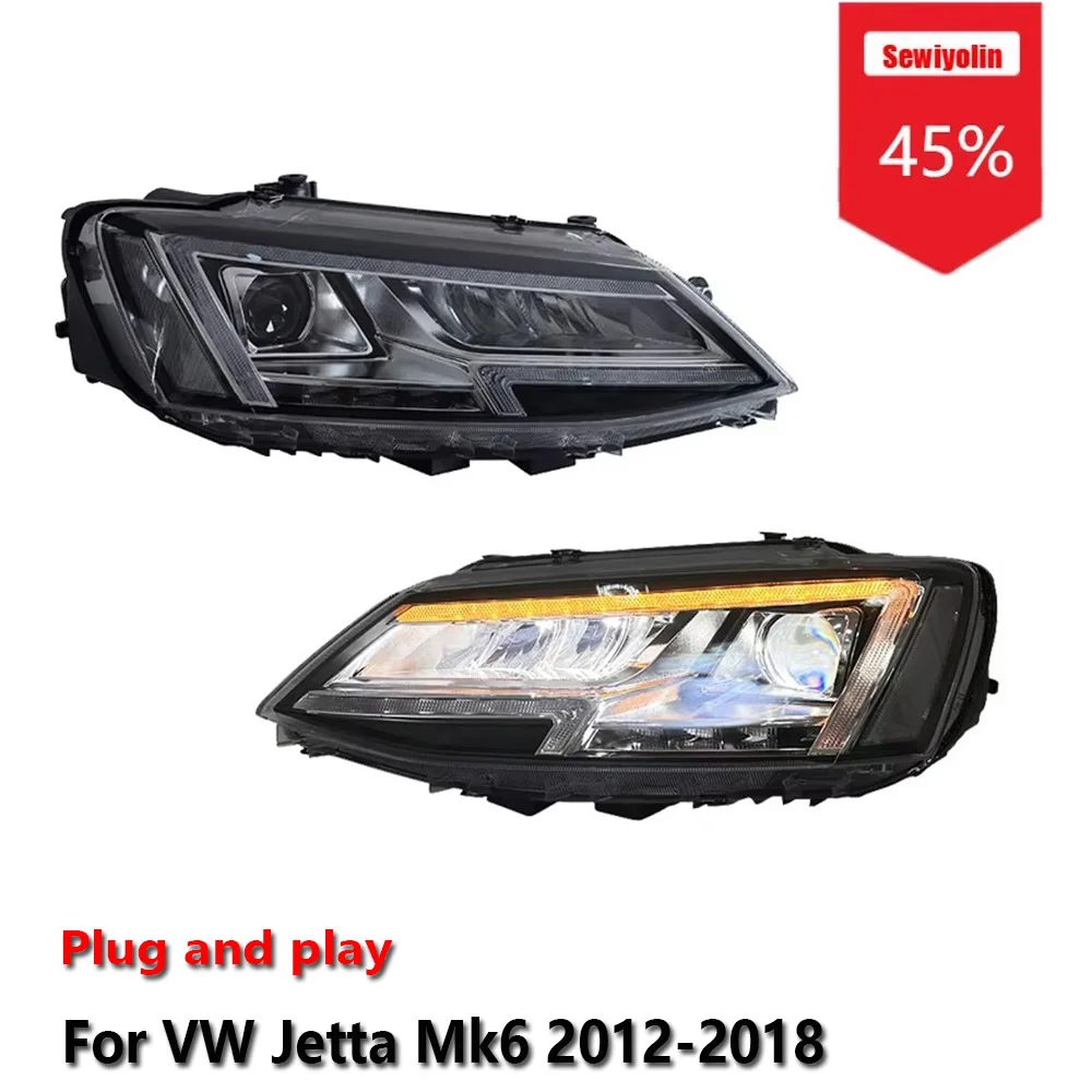 

Sewiyolin Car LED Tail Light Assemblies For VW Jetta Mk6 2012-2018 Auto Fog DRL Brake Turn Signal Lamp Plug and Play