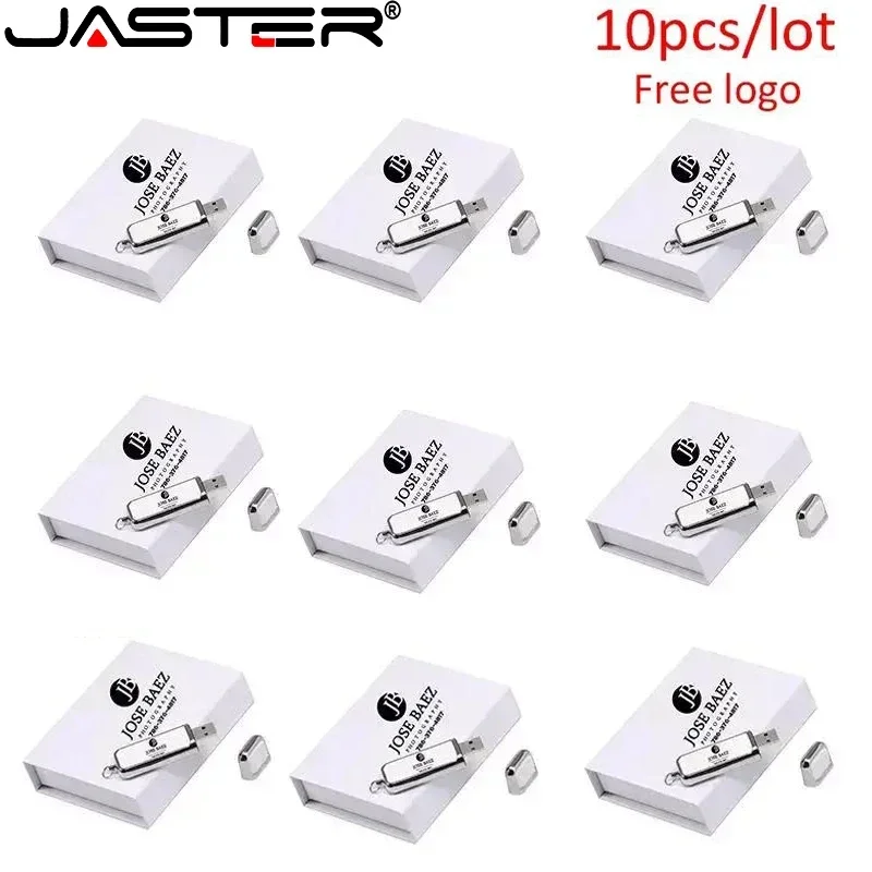 JASTER 10PCS/LOT USB 2.0 flash drive 128GB Hi-Speed Pen drive Free custom logo White Leather with box Memory stick Business gift