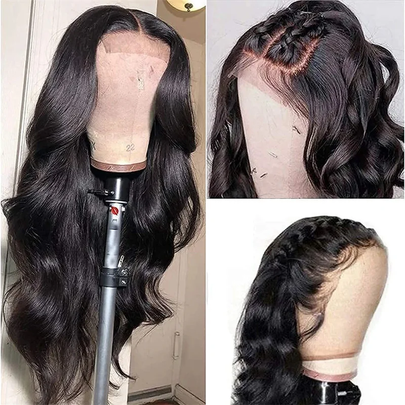 Soft Natural Black Wave 200% 30inch 5x5 Silk Base Jewish Human Hair Wig With Baby Hair HD Lace European Hair Preplucked Glueless