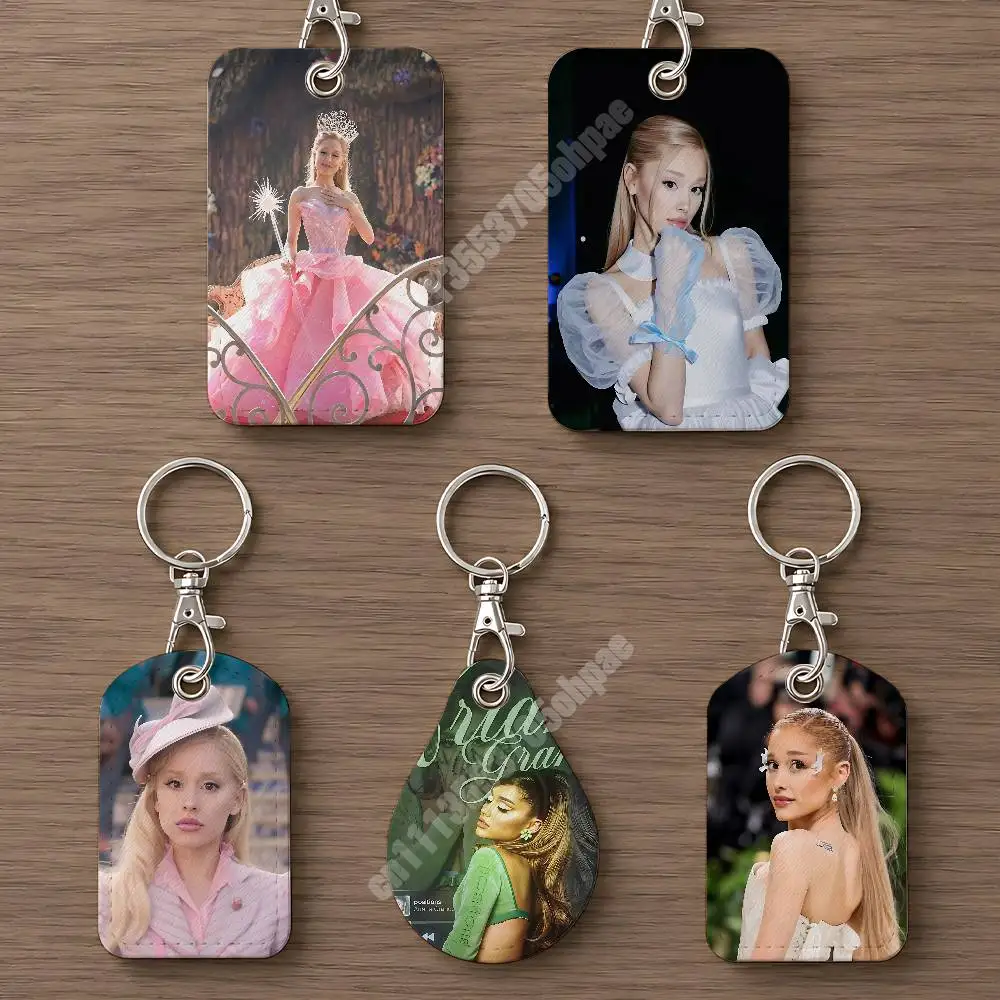 A-Ariana G-Grande Leather Keychain Card Holder for Airtag & ID Cards Business Bag Charm