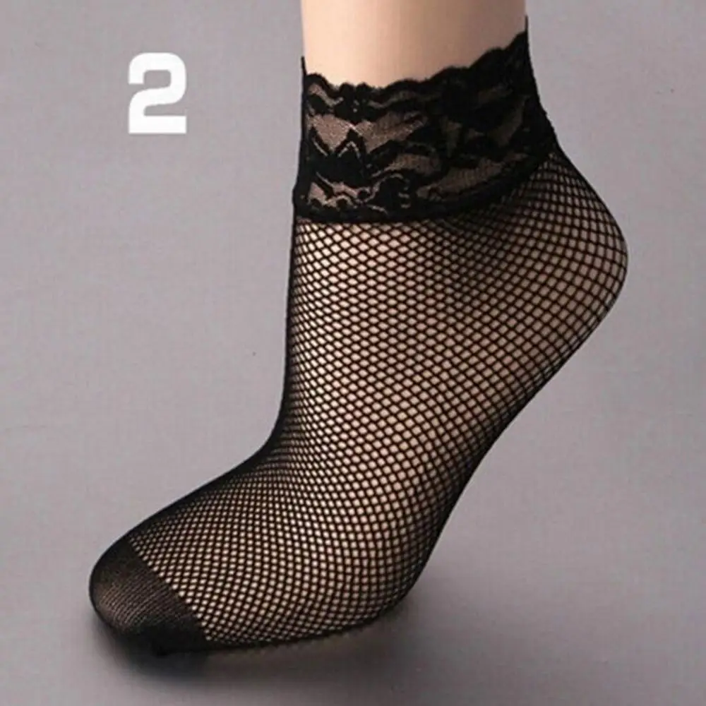 

High Quality Soft Casual Ruffle Ladies Stockings Black Women Short Fishnet Lace Socks Foot Socks
