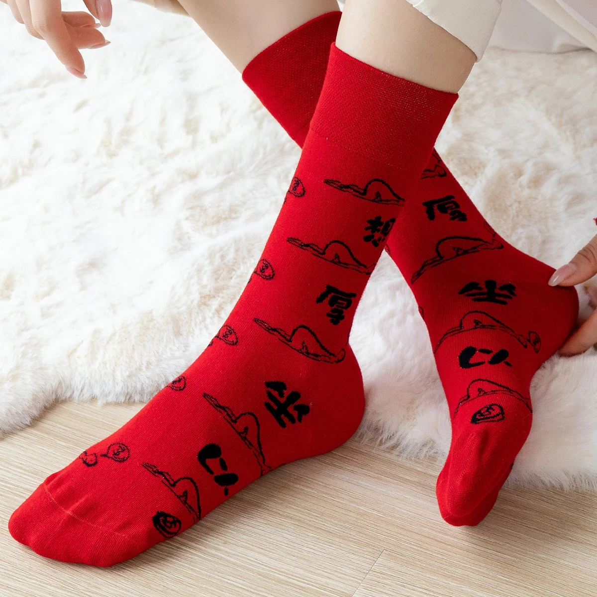 High Waist AB Line Casual Luck Cotton Short School Sanitary Short Socks Thick Jogging Sleep Hip Hop Retro Women Cool Stuff