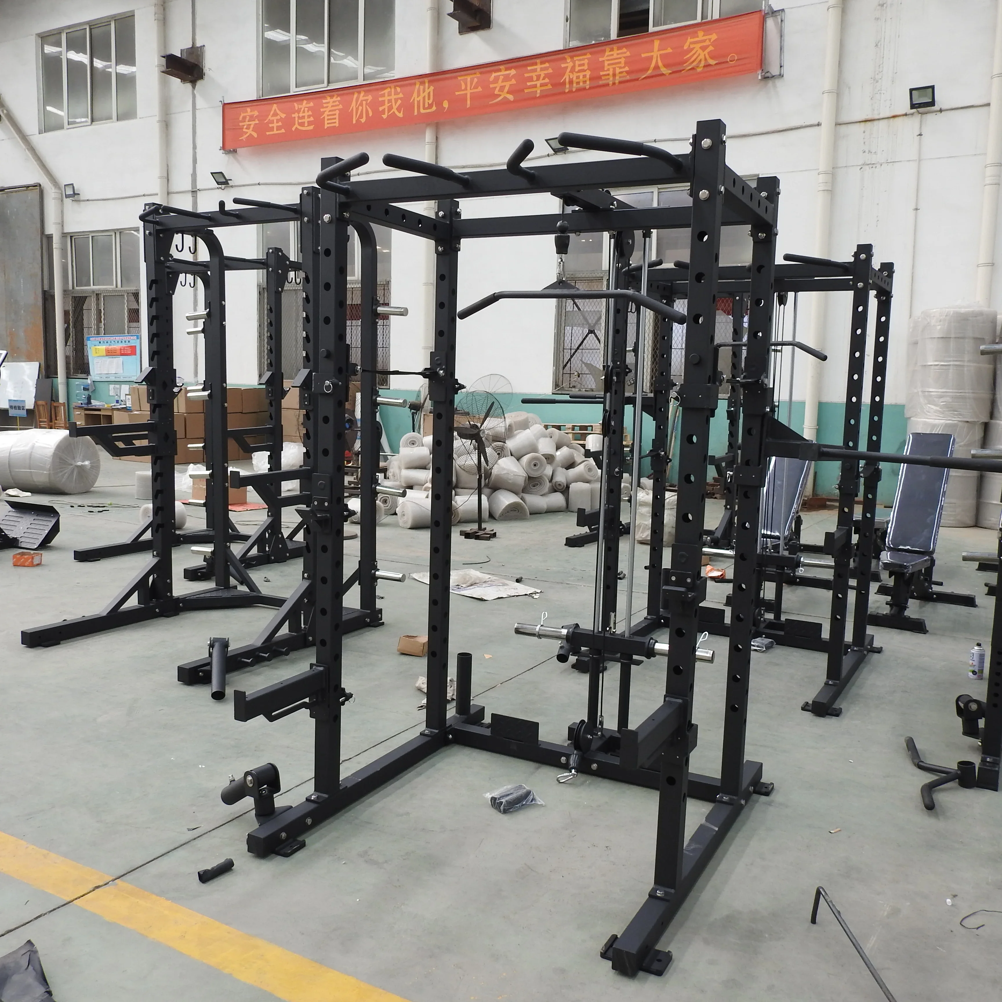 Multi Function Fitness Gym Equipment Home Use Power Half Squat Rack Customized Steel Logo Muscle Power Rack