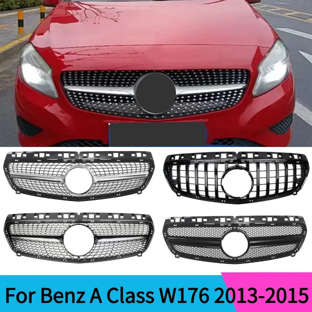 For Mercedes-Benz a Class W176 A180 A200 A220 A250 A260 A45 2013-2015 GT Style Front Grille Racing Mesh Grill Performance Tuning
