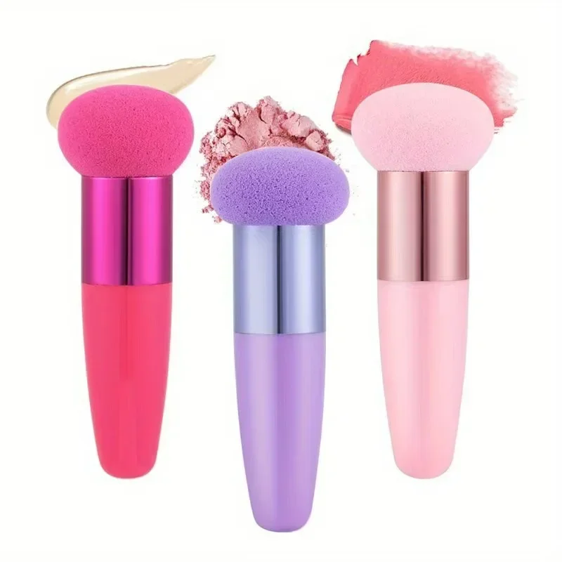Powder Puff Single Pack Mushroom Head Bullet in Multiple Colors Mushroom Stick Powder Puff with Handle Not Sticking Powder