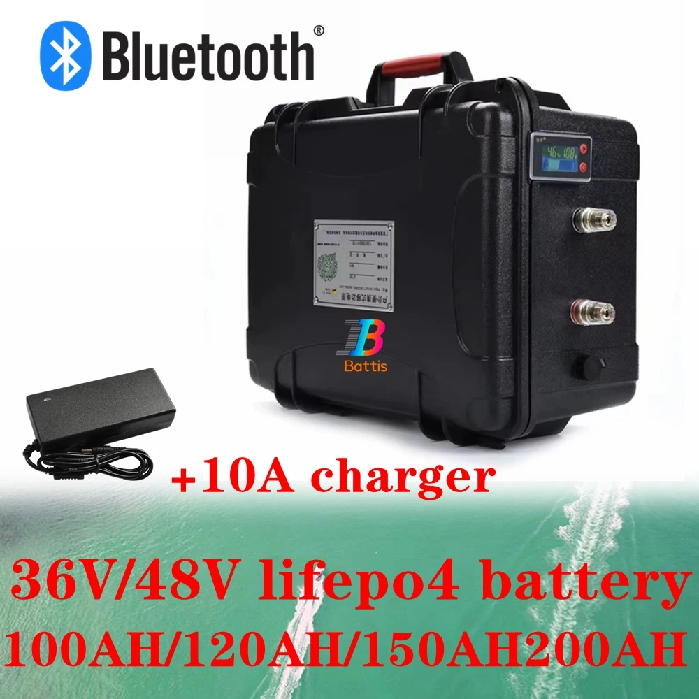 

Battis power 48V 100Ah 200Ah 36V 100AH 150Ah литиевая батарея lifepo4 Bluetooth APP + зарядное устройство 10A