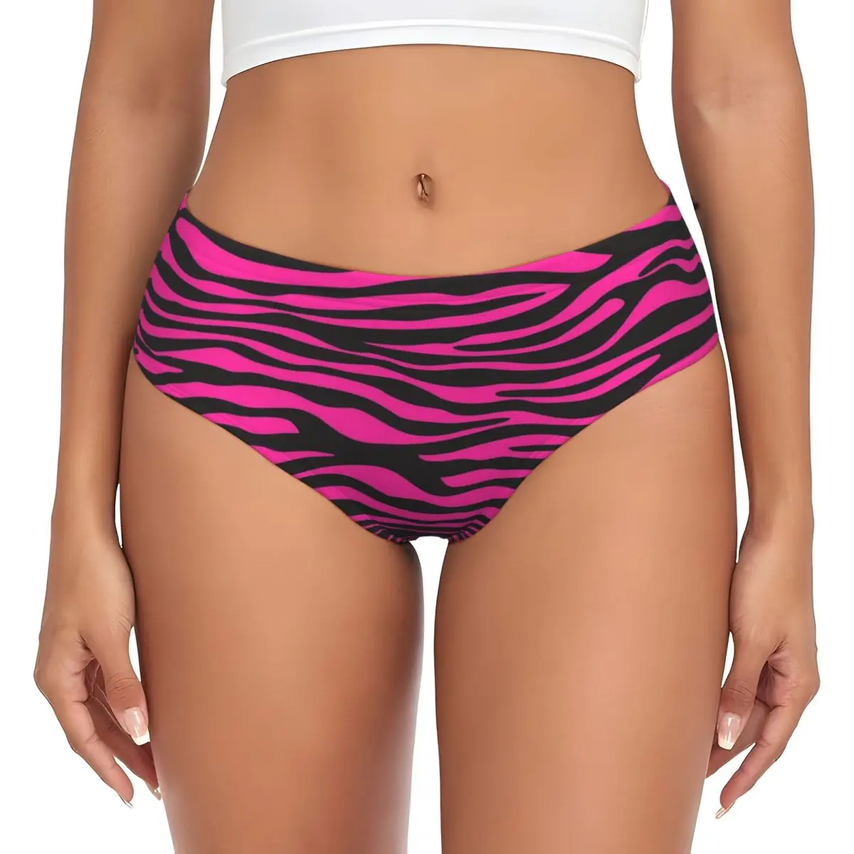 Custom Pink And Black Leopard Brief Panties Women Stretch Underwear