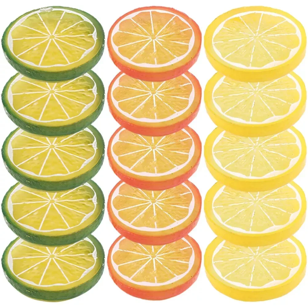 Artificial Fruit Slices Artificial Lemon Slices Assorted Color Fine Workmanship High-Quality Material PVC Material