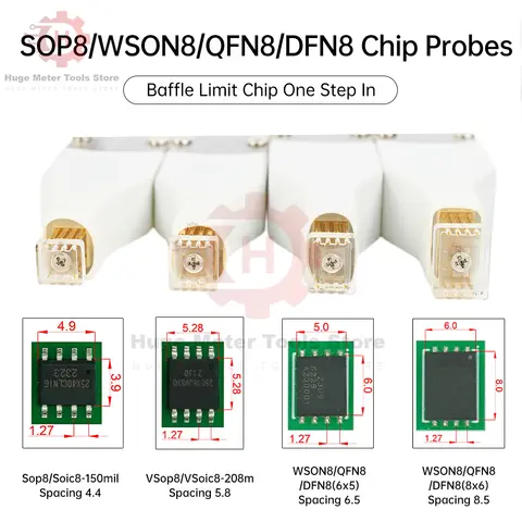 SOP8 WSON8 QDFN8 Chip Download Burn Write Probe Spring Needle Flash Eeprom Chip Burner Cable 30cm 4.4/5.8/6.5/8.5