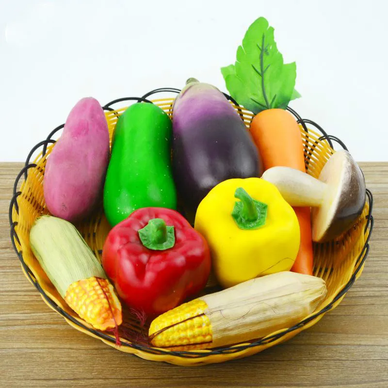 Multiple Style Mini Simulation Artificial Vegetable Pepper Pumpkin Garlic Fruit Fake Pretend Play Cutting Toy Home Decoration