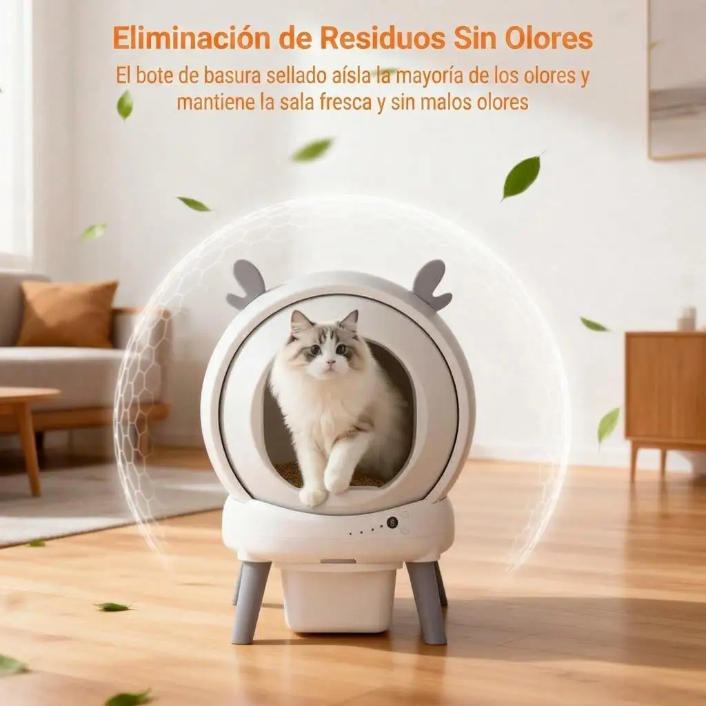 Lettiera intelligente autopulente per gatti da 65L con App, sensori di sicurezza anti-pizzicamento, neutralizzazione degli odori e toilette automatica a prova di perdite per più gatti fino a 11kg,