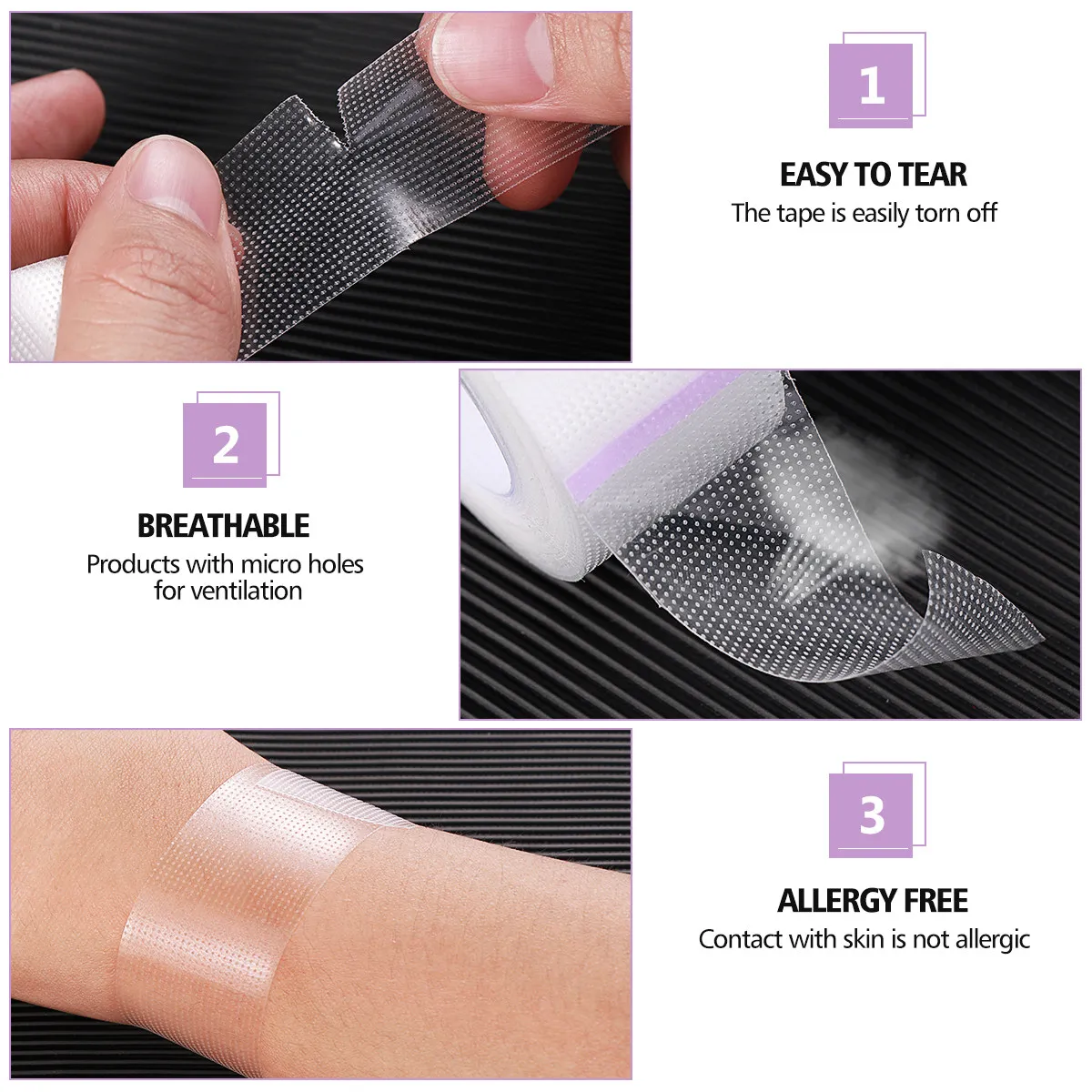 6 Rolls Breathable Tape Premium Pe Microporous Surgical Tape for Sensitive Aid Bleed Non-Irritating