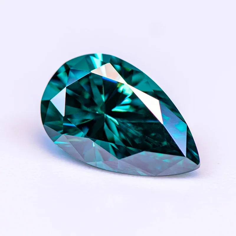 

NEW Moissanite Lab Grown Diamond Natural Color Emerald Green Pear Cut Gemstone Women Jewelry Making Materials With GRA Certifica