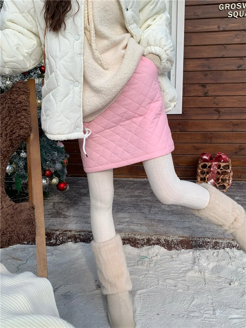

Adorable Winter Cotton ort Skirt for Girls High Waist A-Line Casual Pure Color Diamond Pattern f Body Skirt by PPHOME