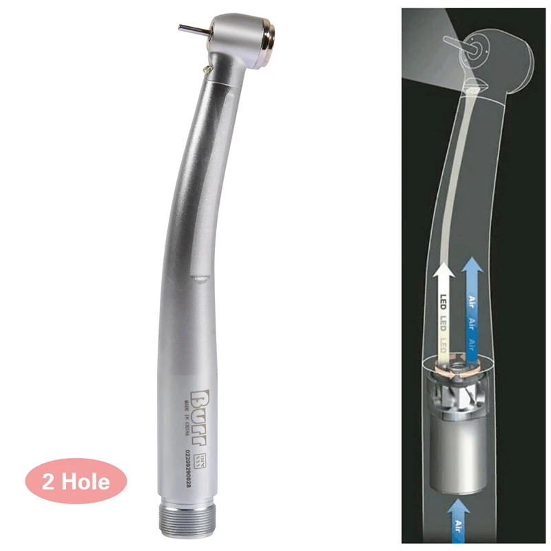 KAVO Style Dental E-generator LED Fiber Optic Turbine /No-LED Push Button High Speed Handpiece 4 Hole Burr US Stock / Burs