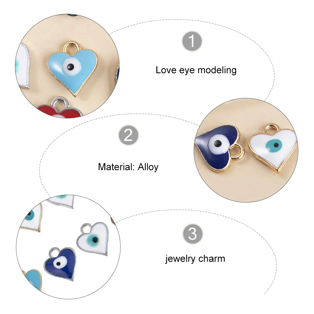 

50pcs Alloy Pendants Heart Eye Charm Dangle Jewelry Crafts Gifts Safe Durable Necklace Earrings Accessories Pendant