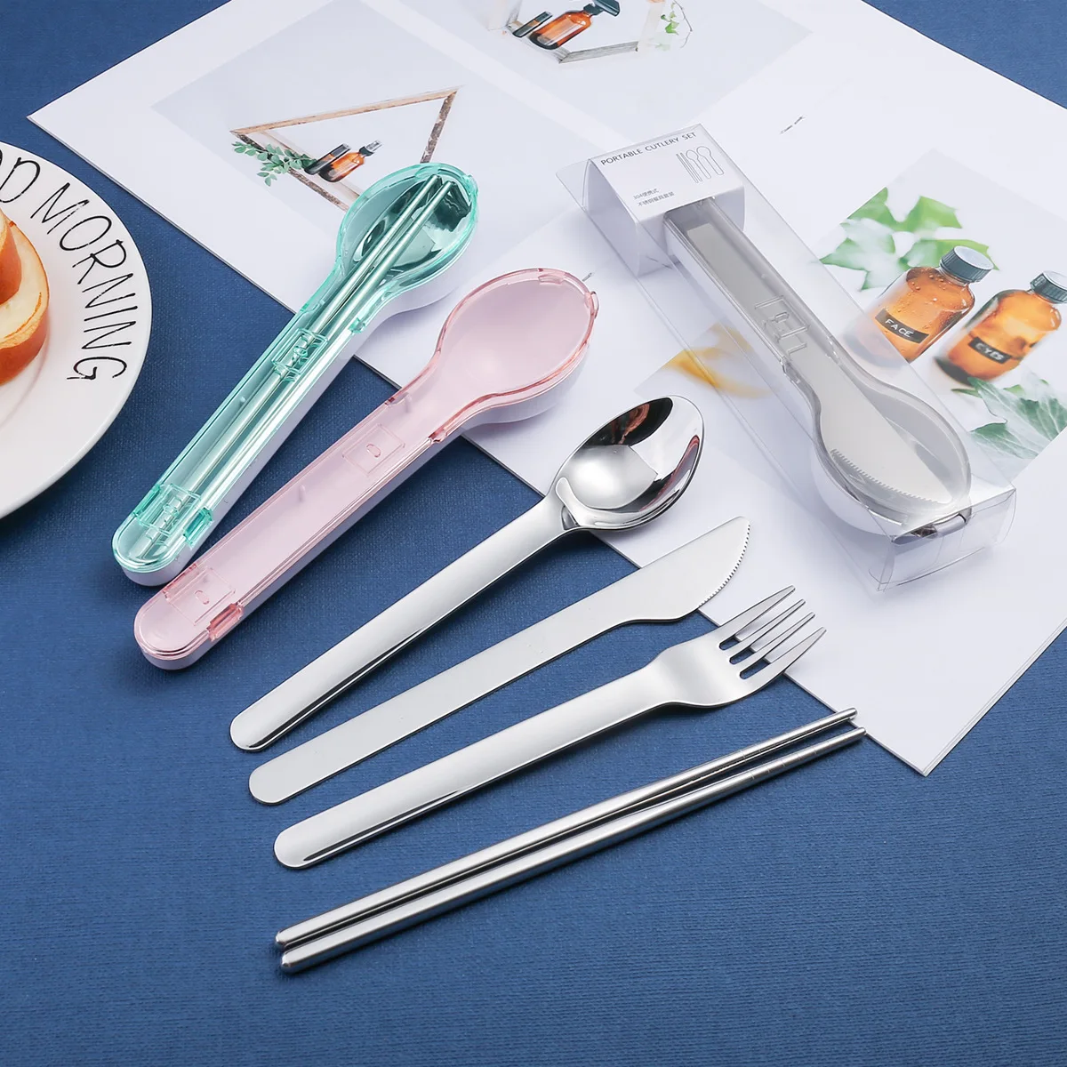 304 Tableware Set Portable Cutlery Set Flatware with Box High Quality Knife Fork Spoon Camping Travel Dinnerware Outdoor