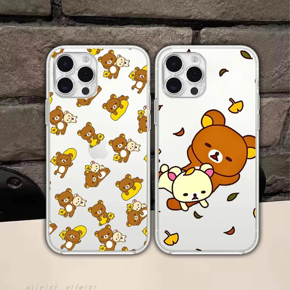 Cute R-Rilakkumas Bear For Samsung Galaxy S23 S22 Ultra Plus Note 20 Ultra10 Plus A71 70 A52 Transparent Phone Case