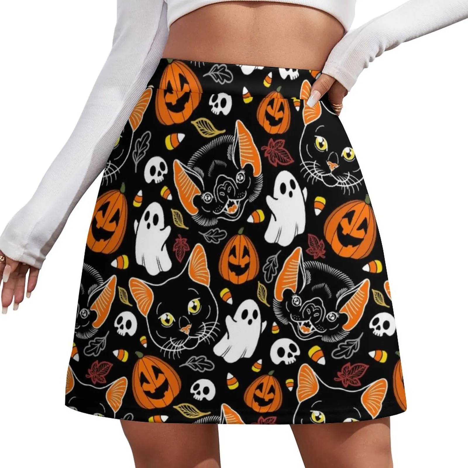 

Feline Spooky Mini Skirt korean style skirt clothes for woman Mini Skirt