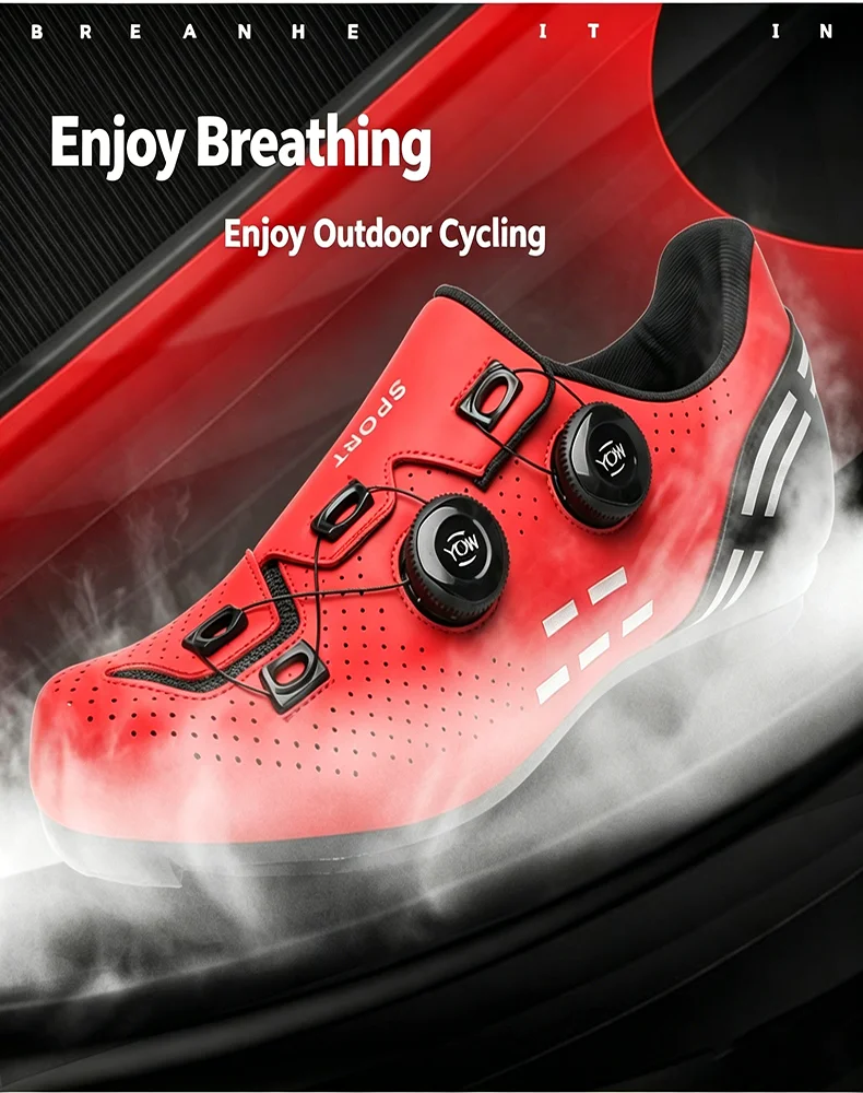 Herren-Mountainbike- und Rennradschuhe, atmungsaktives Obermaterial, leicht, geeignet für schnelles Fahren, Fahrradschuhe – Detail 2