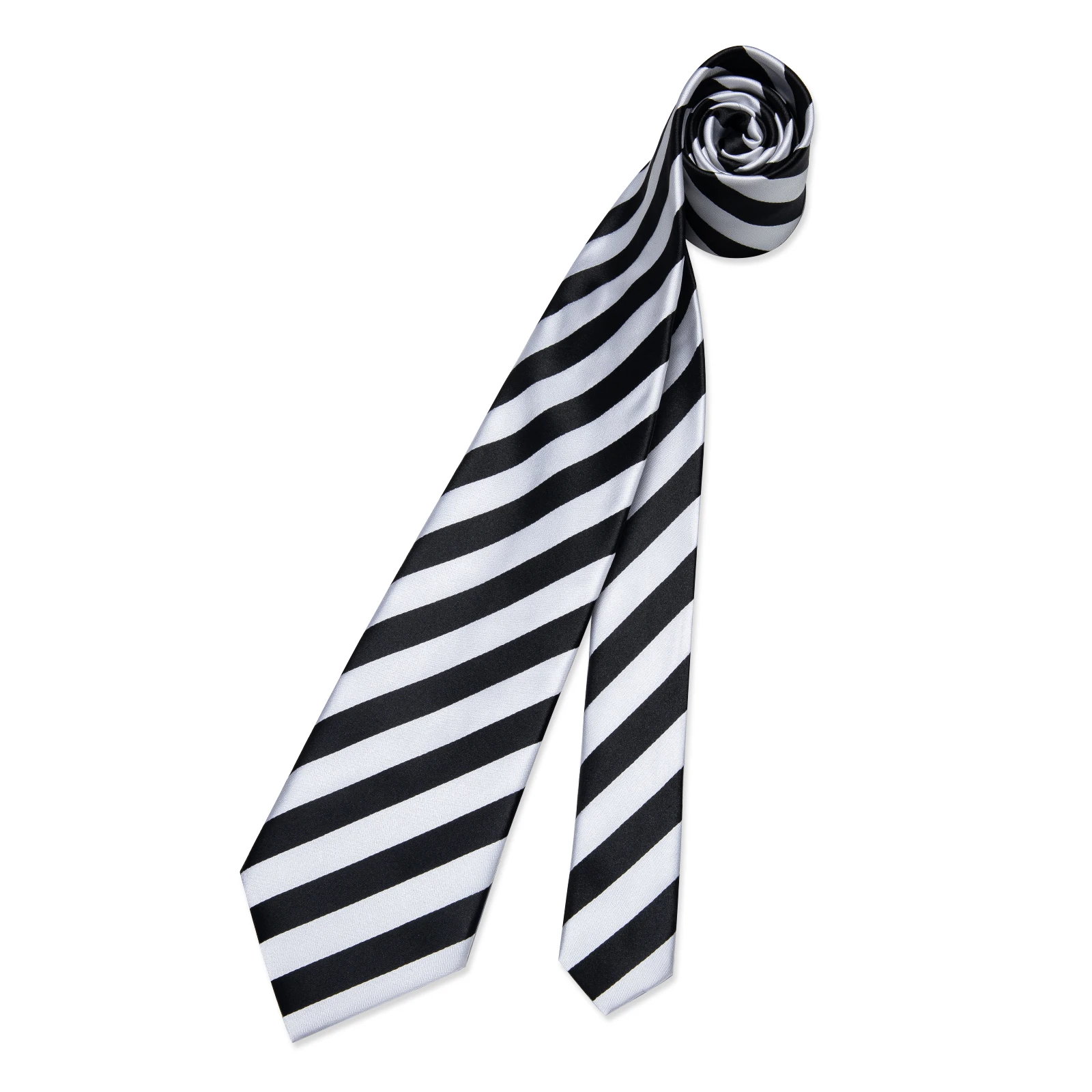 White Black Zebra Striped Ties for Men 8cm Business Wedding Neck Tie Handkerchief Cufflinks Accessories Gift Gravatas Party