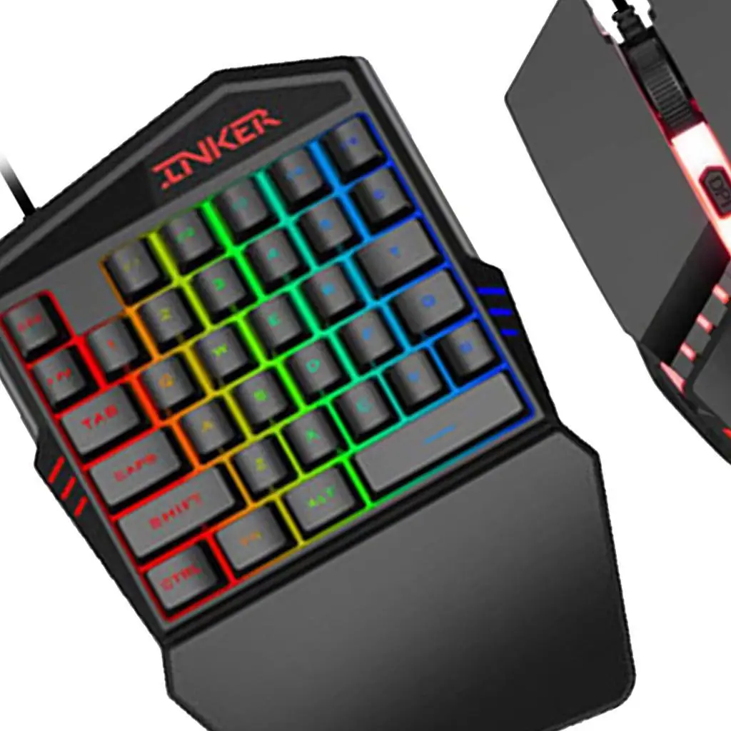 Handed Mechanical Keyboard Left Hand Game Keypad + Mouse Set Cooling Bracket