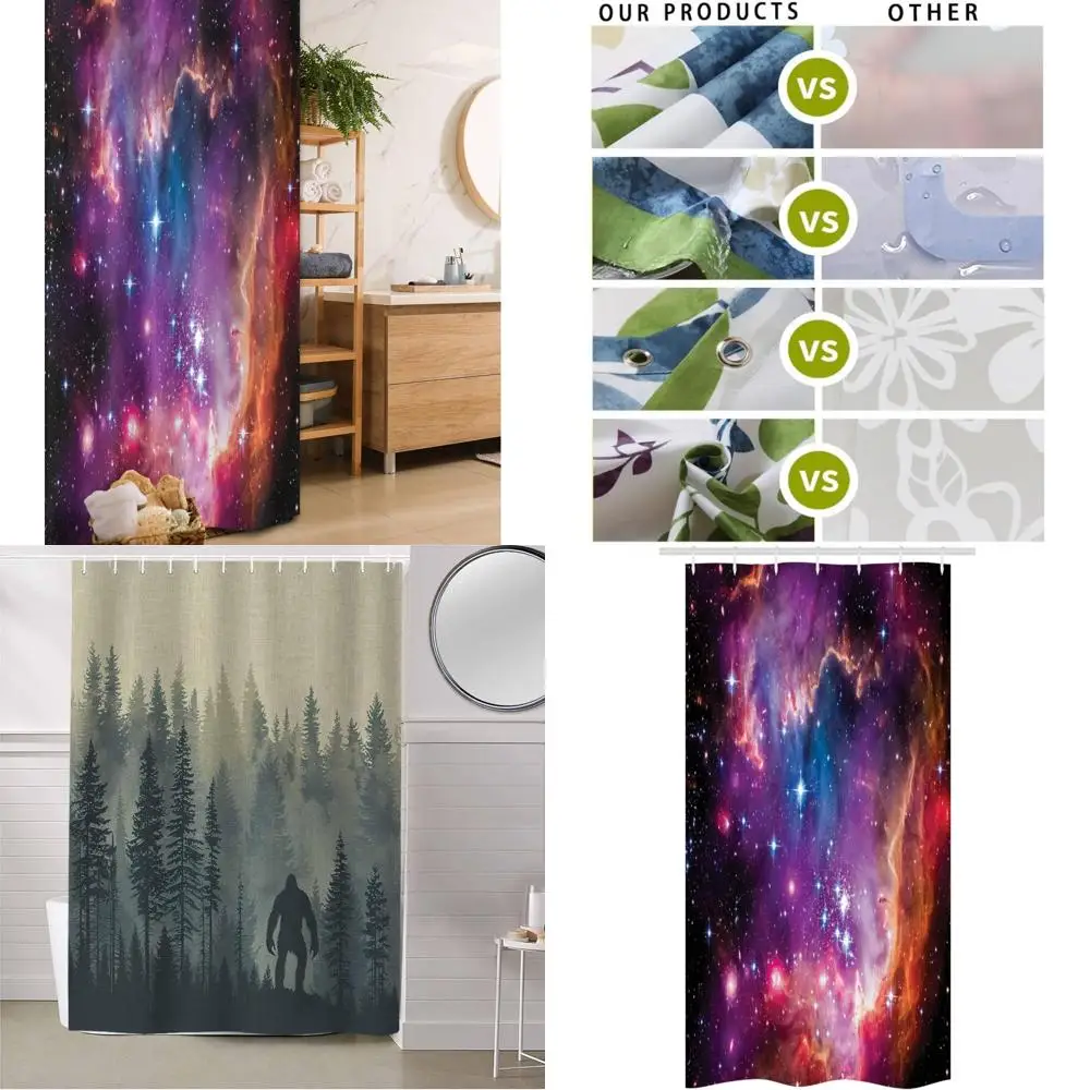 

Zasłona prysznicowa ambesonne Galaxy Stall, звезды Magellanic Cloud и красочный узор с видом «Космическая Вселенная», тканевый декор для ванной комнаты s