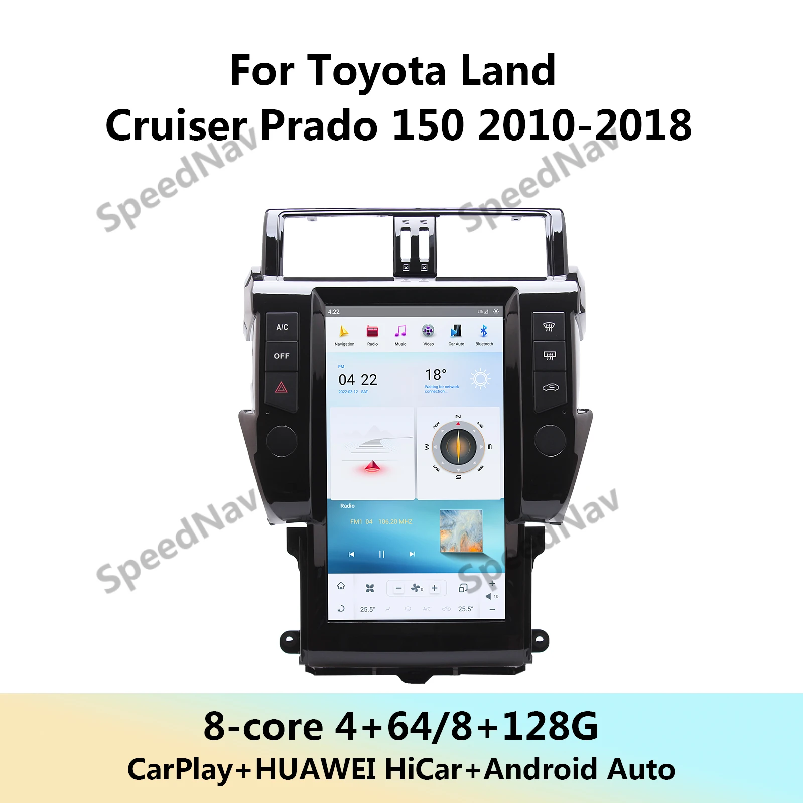 Car Multimedia Player For Toyota Land Cruiser Prado 150 2010-2018 Android 13 Radio Stereo Screen Intelligent Systems Audio Head