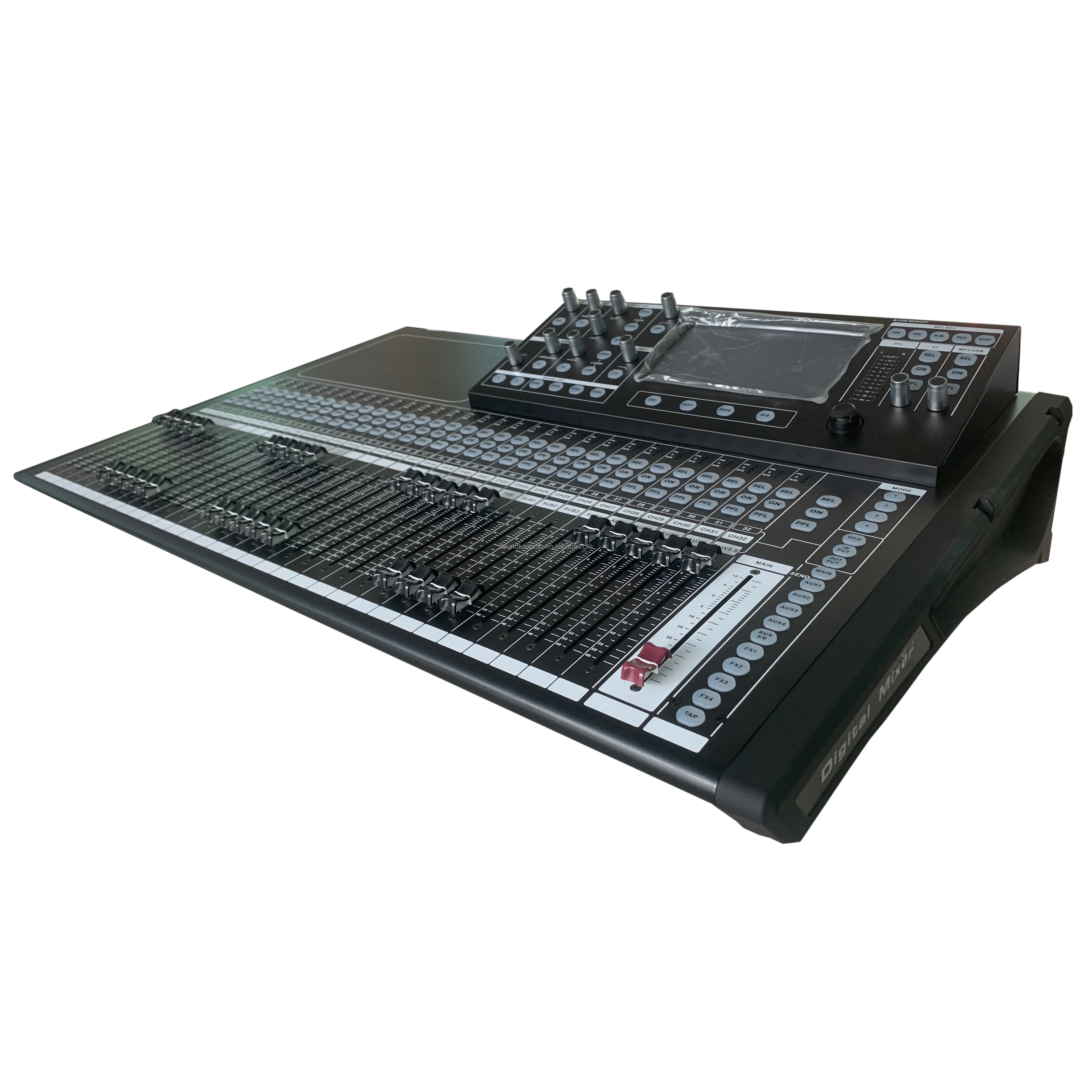 MARCO T32 32-Channel Digital Audio Console Mixer 7-Inch Touch Screen Upgraded 4-Core CPU Built-In Effects 5-Band EQ Jog Wheels