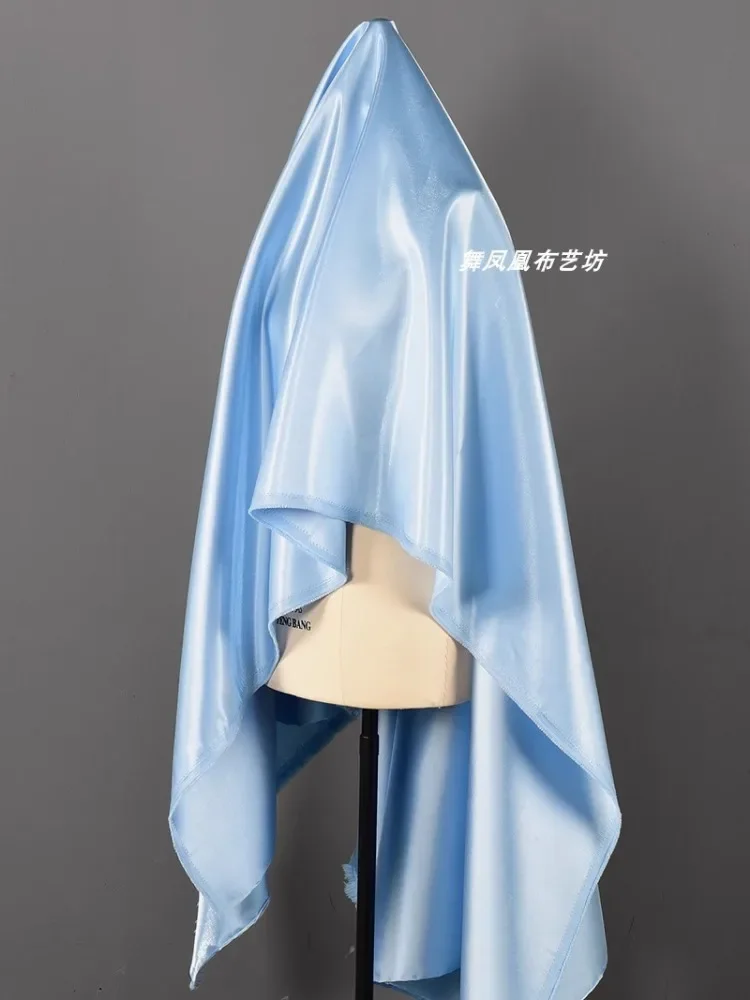 Plain Reflective Fabric Light Per Meter for Needlework Clothes Dresses Jacket Pants Diy Sewing Smooth Glossy Designer Cloth Blue