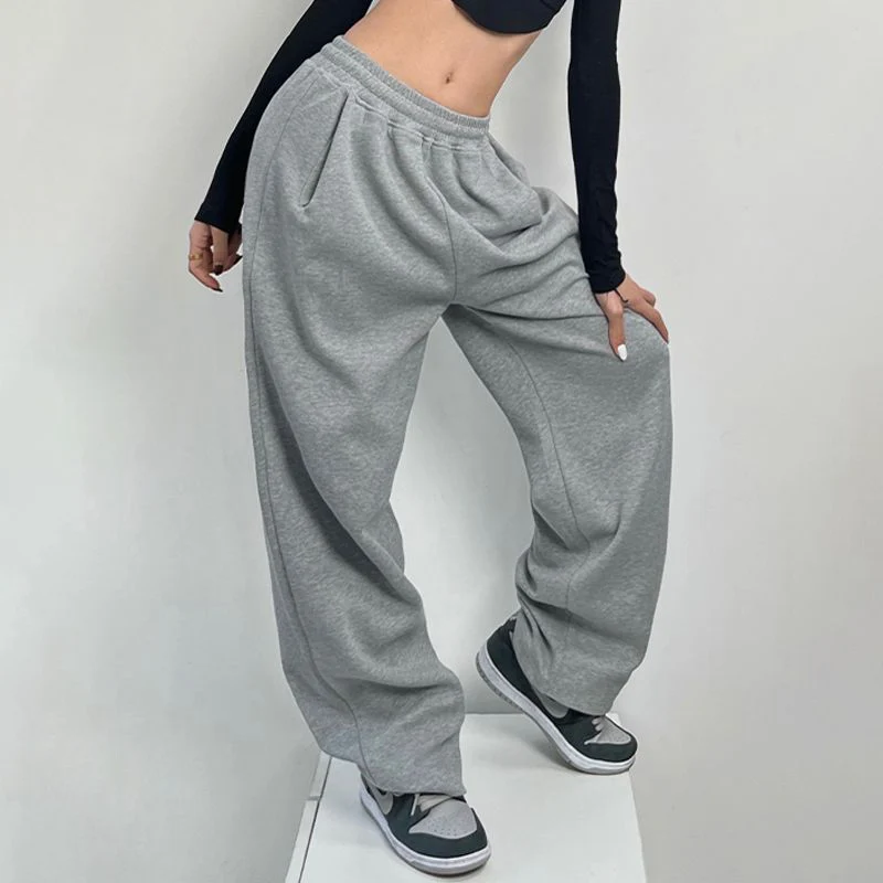 White Baggy Sweatpants Women Hippie Y2K Korean Style Jogger Sports Pants High Waist Harajuku Oversize Straight Wide Leg Trousers