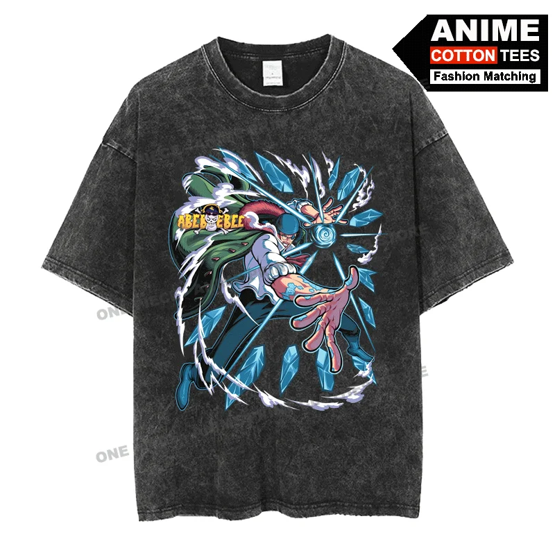 

Anime Peripheral Clothing ONE PIECE -Frozen Fruit · Kuzan Print T Shirt y2k Street styl Men Women Short Sleeve Cotton Loose Tees
