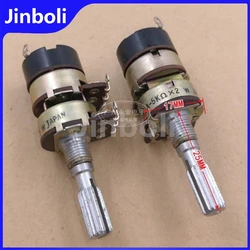 1PCS 16 Type Double Potentiometer 6Pins With Switch A5K Ohm A5KX2 Flower Shaft Length 25MM