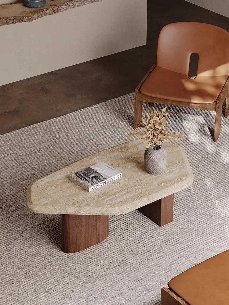 

Nordic Minimalist Furniture Cave Stone Side Table Simplicity Living Room Decoration Art Coffee Table Irregular-Shaped Tea Table