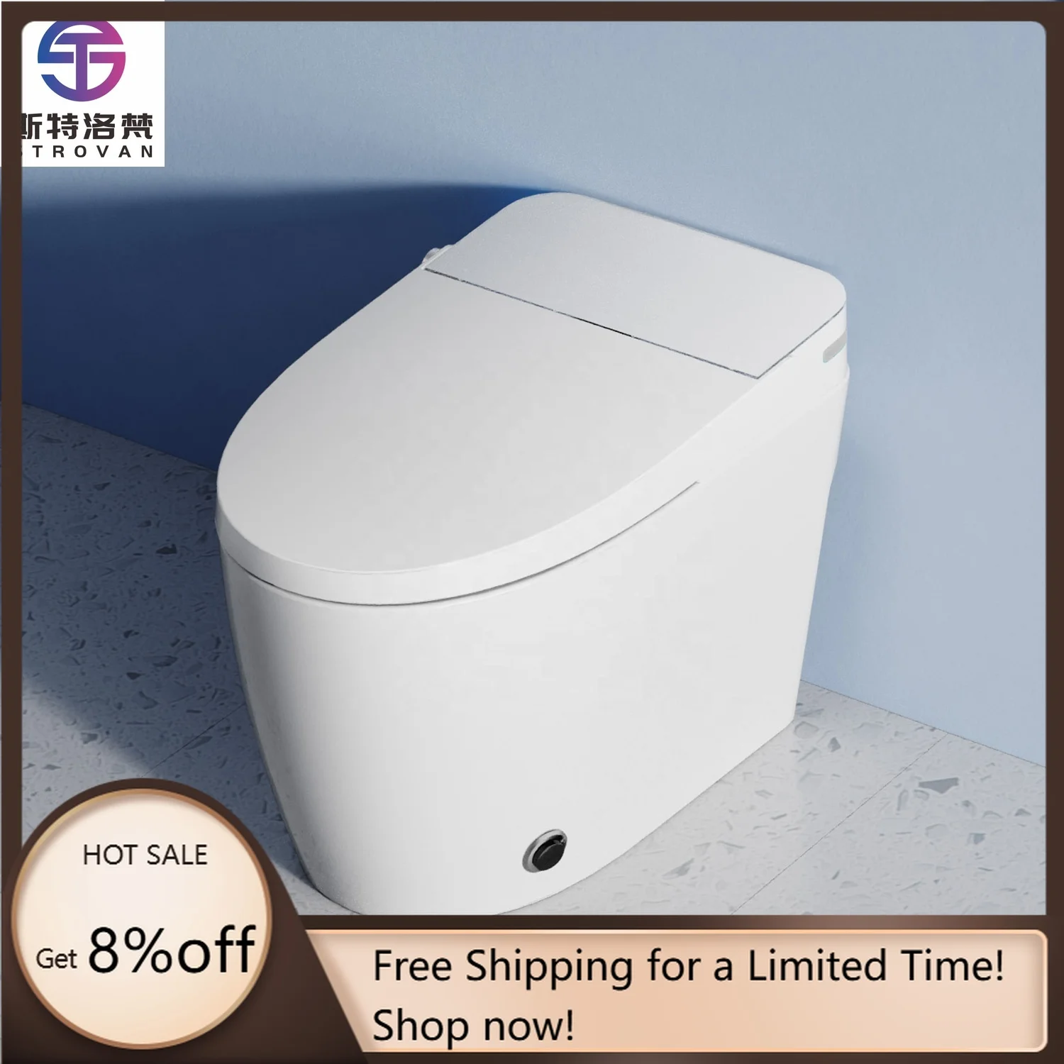 STLF LZS Simple Version Smart Bathroom Electric Bidet Toilet Bowl Ceramic Sanitary WC S-trap Heated Seat Night Light Automatic