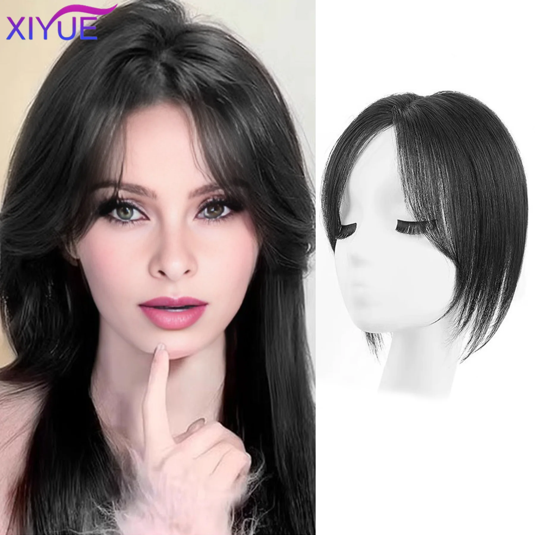 

XIYUE Eight Character Bangs Wig Patch With Fluffy Hair Increase To Create A High Skull Top Natural Forehead Patch