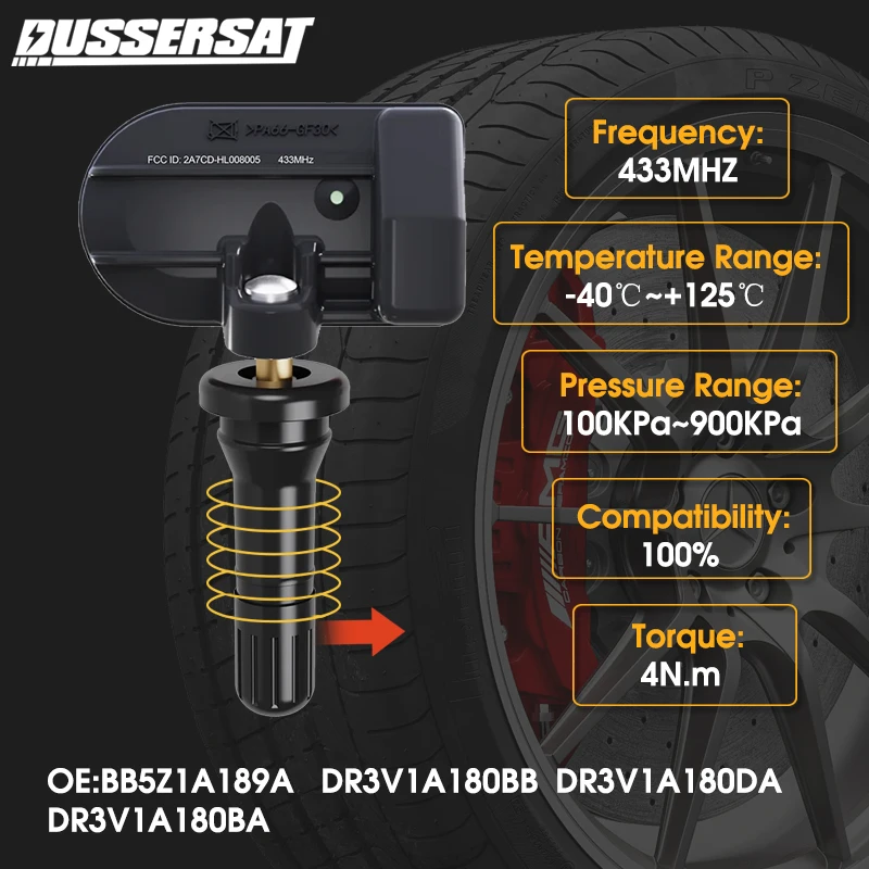 

Tire Pressure Sensor TPMS 433MHz OE BB5Z1A189A DR3V1A180BA for Ford Focus RS/ST F-Series Fusion Mustang Shelby GT500 Taurus