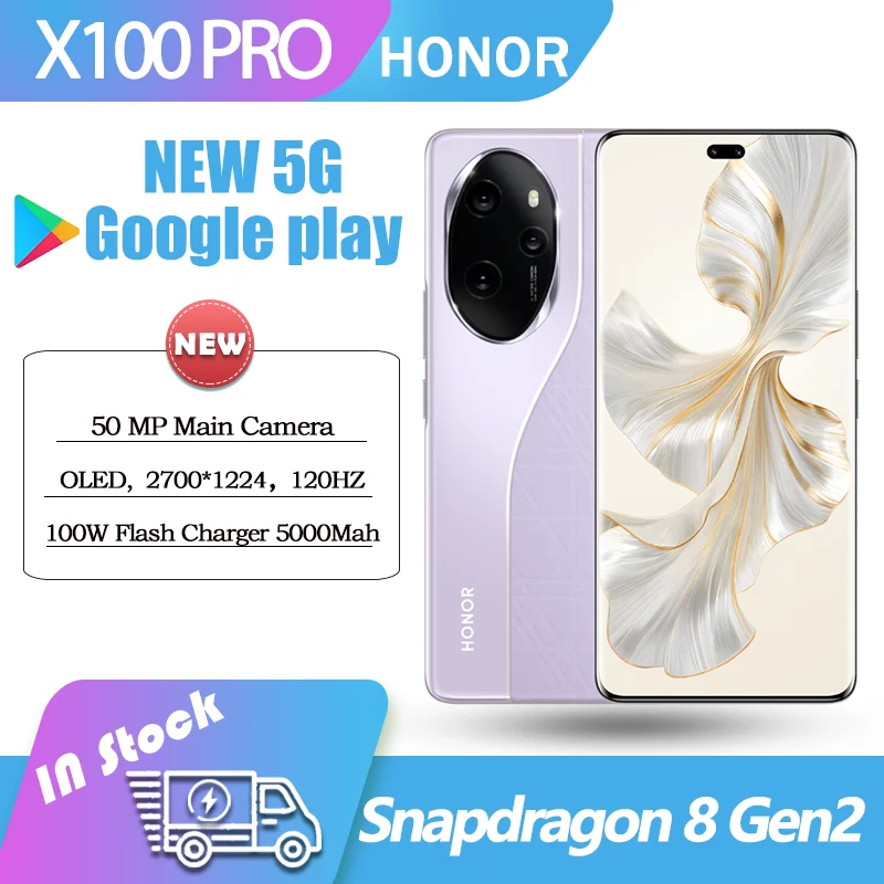 Honor 100PRO Google Play-Rear Triple Camera, 5G, Snapdragon 8, Gen2, 50MP, 6.78 