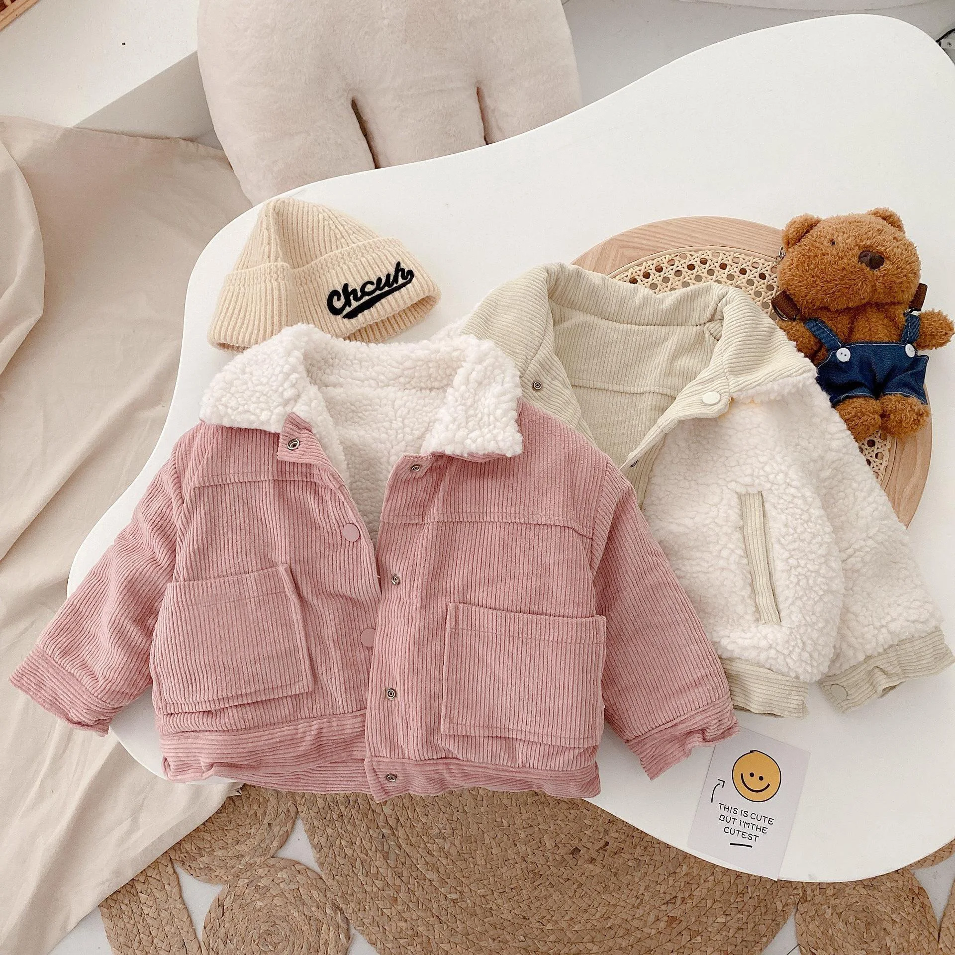 2023 Children Clothing Winter Velvet New Style Children Jacket Korean Version Corduroy Jacket Boys and Girls Warm Children Top