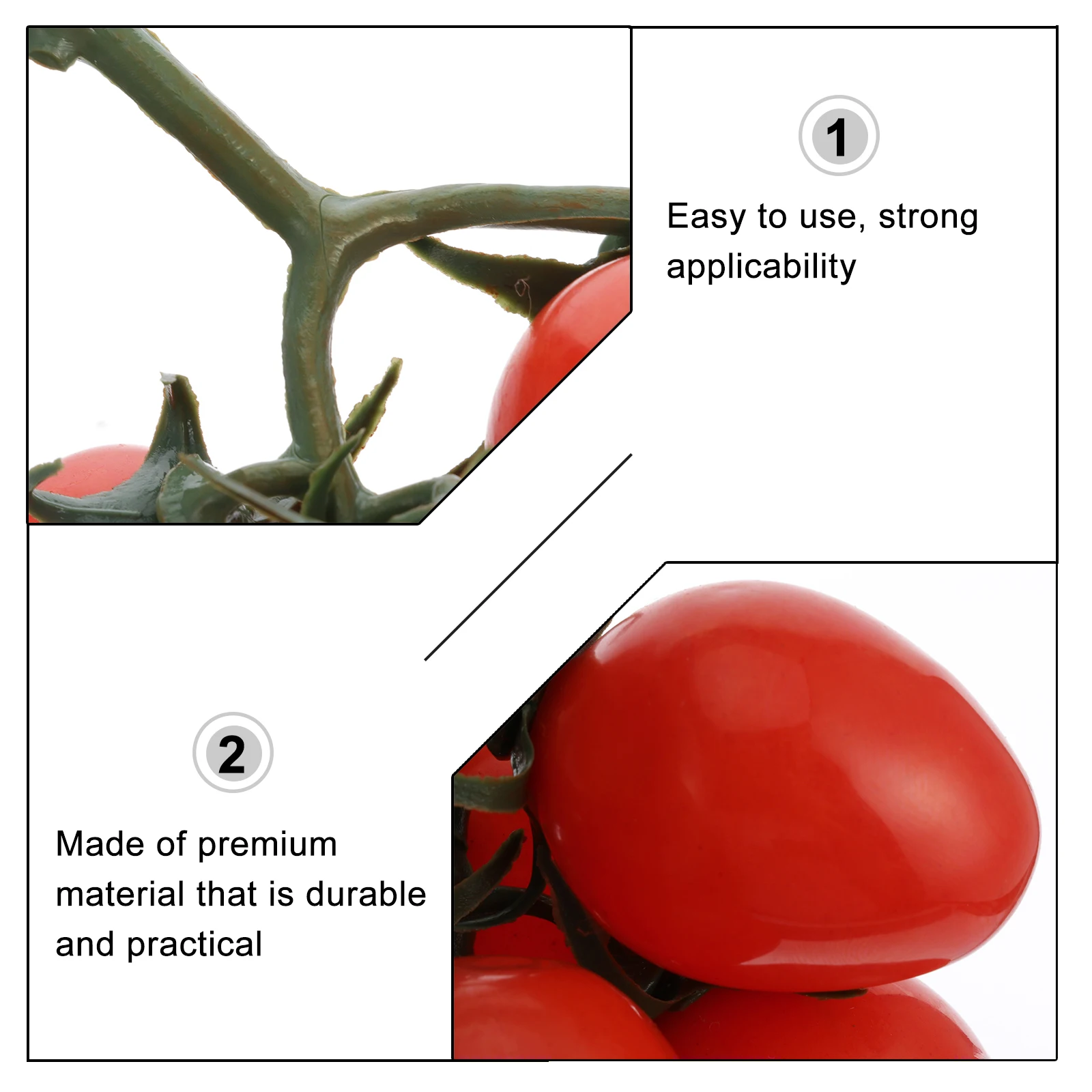 

3pcs Realistic Artificial Cherry Tomatoes Tomato Decor Fake Vegetables Plastic Fruits for Home Wedding Garden Decoration Faux