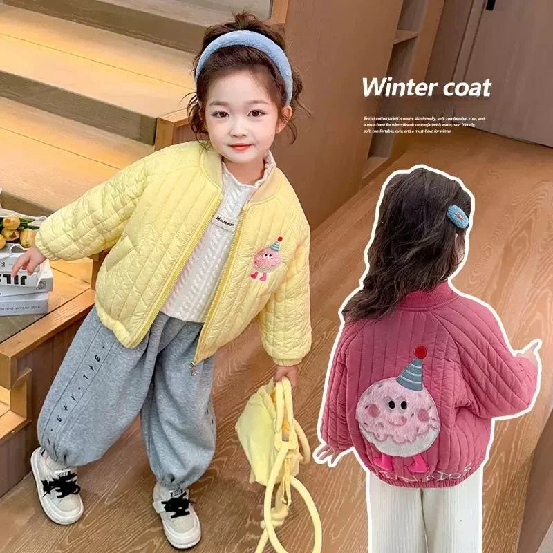 

Winter Cartoon Kids Jacket Thicken Warm Plush Girls Outerwear Coats Children's Clothing Cotton Down Parkas