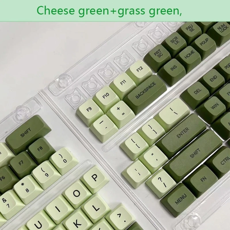 DN59 Keycap Hijau Matcha Sublimasi Pewarna Profil XDA PBT Tebal untuk MX-switch 125 Tombol Set Keycap Keyboard Mekanis