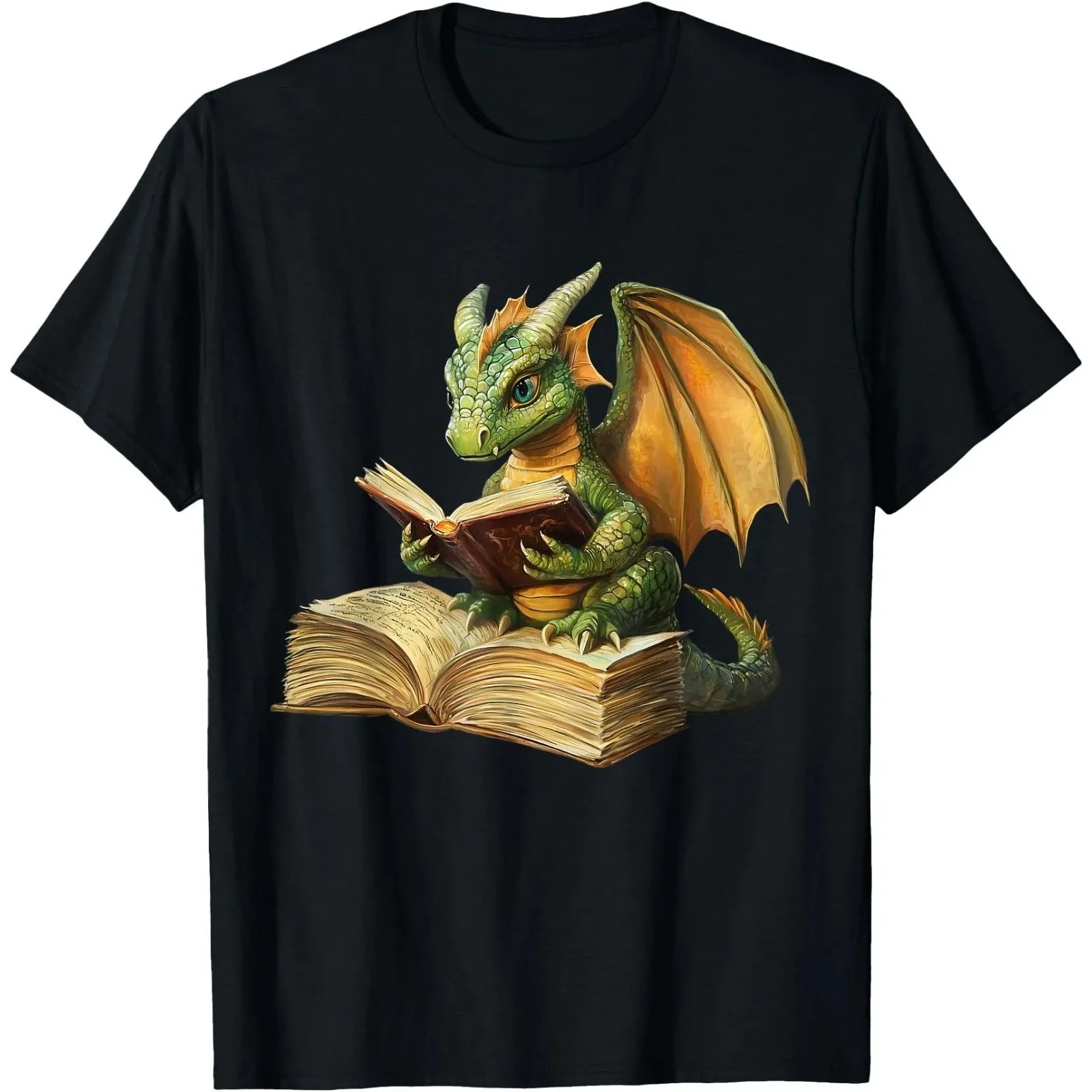 Dragon Bookworm Reading Book Funny Graphic T-shirt Printed Graphic T Shirts Short Sleeve Ropa Hombre