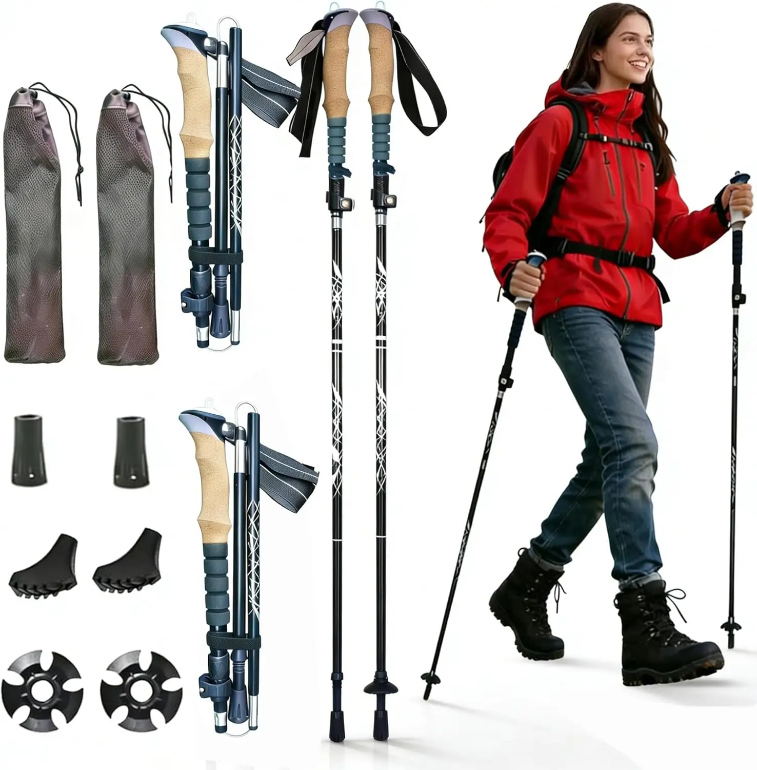 

Складные треккинговые палки – ультралегкие складные палки для женщин, компактные (14 дюймов), с резьбой 1/4 дюйма, с пробковой рукояткой, для ходьбы
