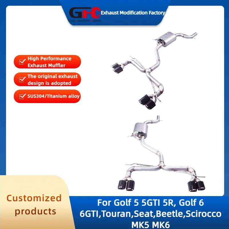 Catback Valvetronic Muffler for Golf 5 5GTI 5R, Golf 6 6GTI,Touran,Seat,Beetle,Scirocco MK5 MK6 High-Performance Exhaust System