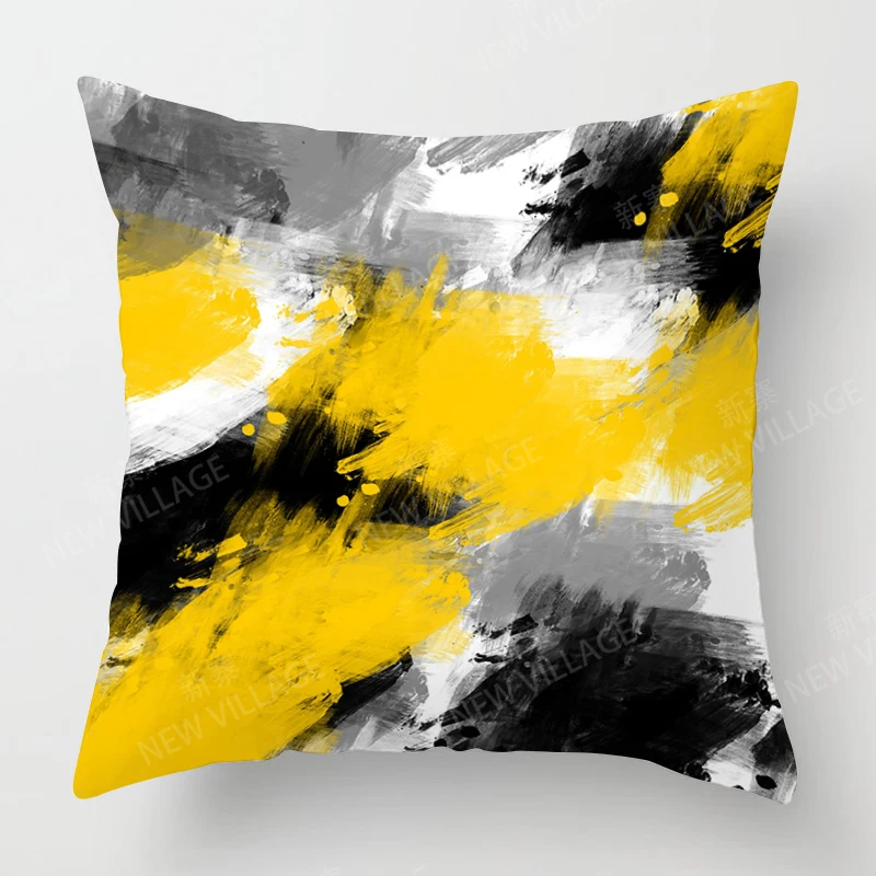 Mejora la decoración de tu sala de estar con una elegante funda de cojín geométrica en amarillo y blanco, decoración del hogar, 45x45, 40x40, 50x50, 60x60